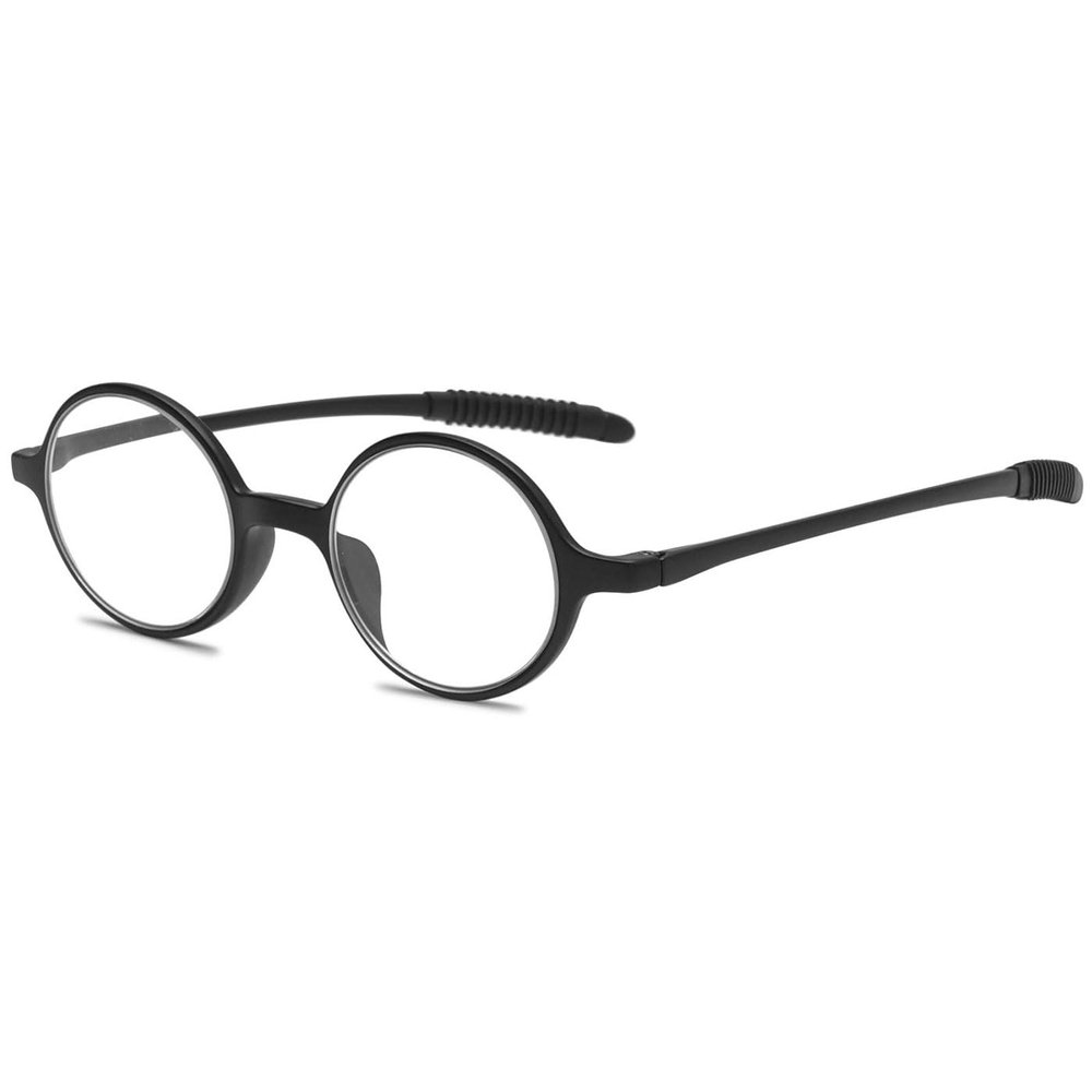 ABETOS Small Round Reading Glasses Retro Vintage Computer Readers for Men Women TR90 Flexible Lightweight Eyeglasses 1.0 1.25 1.5 1.75 2.0 2.25 2.5 2.75 3.0, Matte Black 1.0