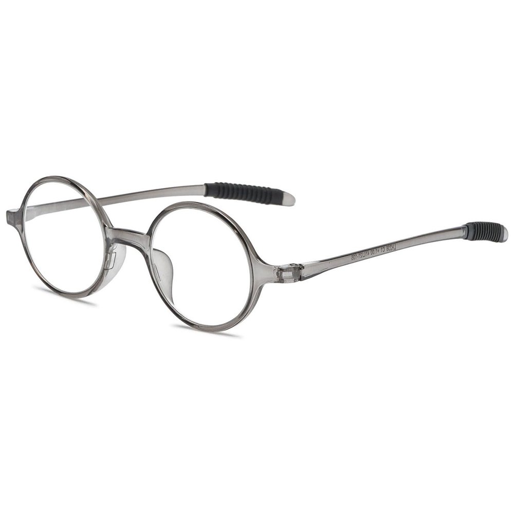 ABETOS Small Round Reading Glasses Retro Vintage Computer Readers for Men Women TR90 Flexible Lightweight Eyeglasses 1.0 1.25 1.5 1.75 2.0 2.25 2.5 2.75 3.0, Clear Grey 3.0