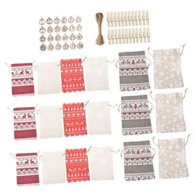 BESPORTBLE Christmas Calendar Bag Drawstring Small Pouches for Treats and Candies for Xmas Decoration Storage and Wrapping