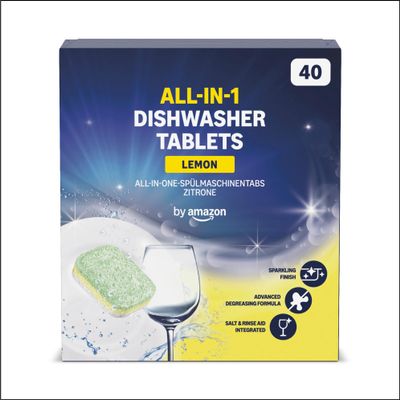 by Amazon ALL-IN-ONE Lemon Dishwasher Tablets, 40 tablets
