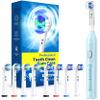 Rotating Electric Toothbrush for Adults with 8 Brush Heads (2 Types), 4 Modes Deep Clean Electric Toothbrush with Rechargeable Power and 2 Min Smart Timer Blue view 1