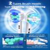 Rotating Electric Toothbrush for Adults with 8 Brush Heads (2 Types), 4 Modes Deep Clean Electric Toothbrush with Rechargeable Power and 2 Min Smart Timer Blue view 3