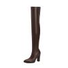 WOkismD 10CM/3.93IN Women's Over-The-Knee High Boots Pointed Toe Thick Heel Medium Heel Thigh Fashion Formal Boots Zipper Long Boots,Brown,37 view 1