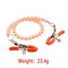 Nipple Suckers and Pearl Body Chain with Nipple Clips Clamps Stainless Steel Non Piercing Nipple Rings Decorative Clip Adult for Pleasure Toys for Women/Men Adjustable Pressure Breast Clamps (Orange) view 2