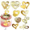 mdgfge 18 Pcs Acrylic Minimalist Love Heart Cake Topper Gold Wedding Cake Toppers Cake Decorations for Valentine's Day Anniversary Engagement Birthday Party Supplies view 1