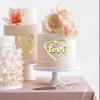 mdgfge 18 Pcs Acrylic Minimalist Love Heart Cake Topper Gold Wedding Cake Toppers Cake Decorations for Valentine's Day Anniversary Engagement Birthday Party Supplies view 2