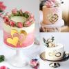 mdgfge 18 Pcs Acrylic Minimalist Love Heart Cake Topper Gold Wedding Cake Toppers Cake Decorations for Valentine's Day Anniversary Engagement Birthday Party Supplies view 3
