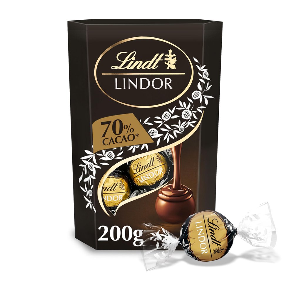 Lindt Lindor 70% Dark Chocolate Truffles  200g Box (Approx. 16 Balls)  Smooth Filling  Valentines Day, Mothers Day, Easter, Gift, Birthday, Congratulations Treat
