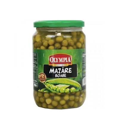 Olympia Green Peas 720g | Mazare Boabe in Jar | Precooked Ready to Be Added to Your Successful Dishes | Romanian Ready Meals Food (Green Peas 720g, 1 Pack)