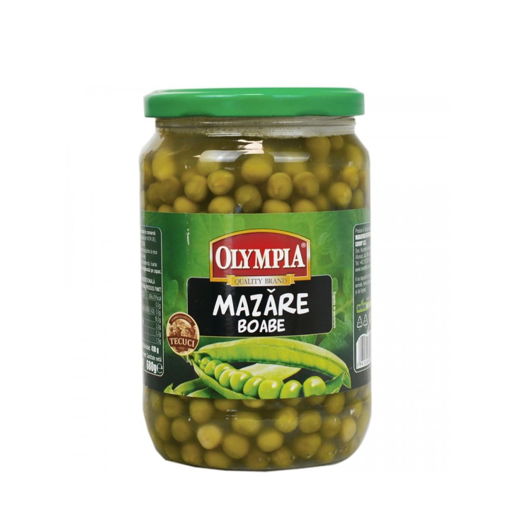 Olympia Green Peas 720g | Mazare Boabe in Jar | Precooked Ready to Be Added to Your Successful Dishes | Romanian Ready Meals Food (Green Peas 720g, 1 Pack)