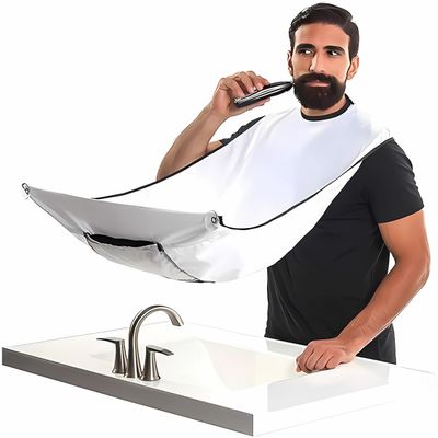 Knig Design Beard Apron - Effective Beard Care and Styling Protection - Comfortable Cotton Bib Apron with Velcro Fastening - Fashionable Hair Protection for Men and Women, White, One Size