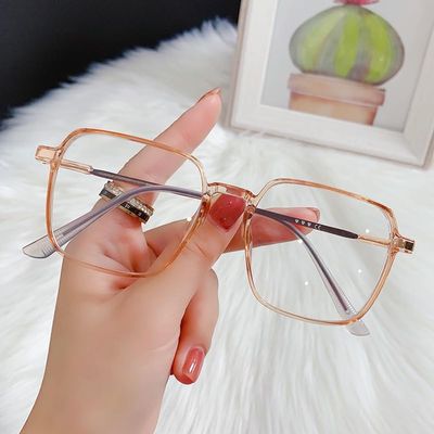 PARWANA Anti Blue Light Presbyopic Glasses Computer Readers Oversized Reading Glasses Anti UV Square Flat Light Mirror (Color : Tea, Size : +150)