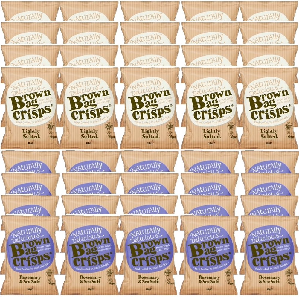 Brown Bag Lightly Salted Crisps and Rosemary & Sea Salt Crisps (2 Boxes)