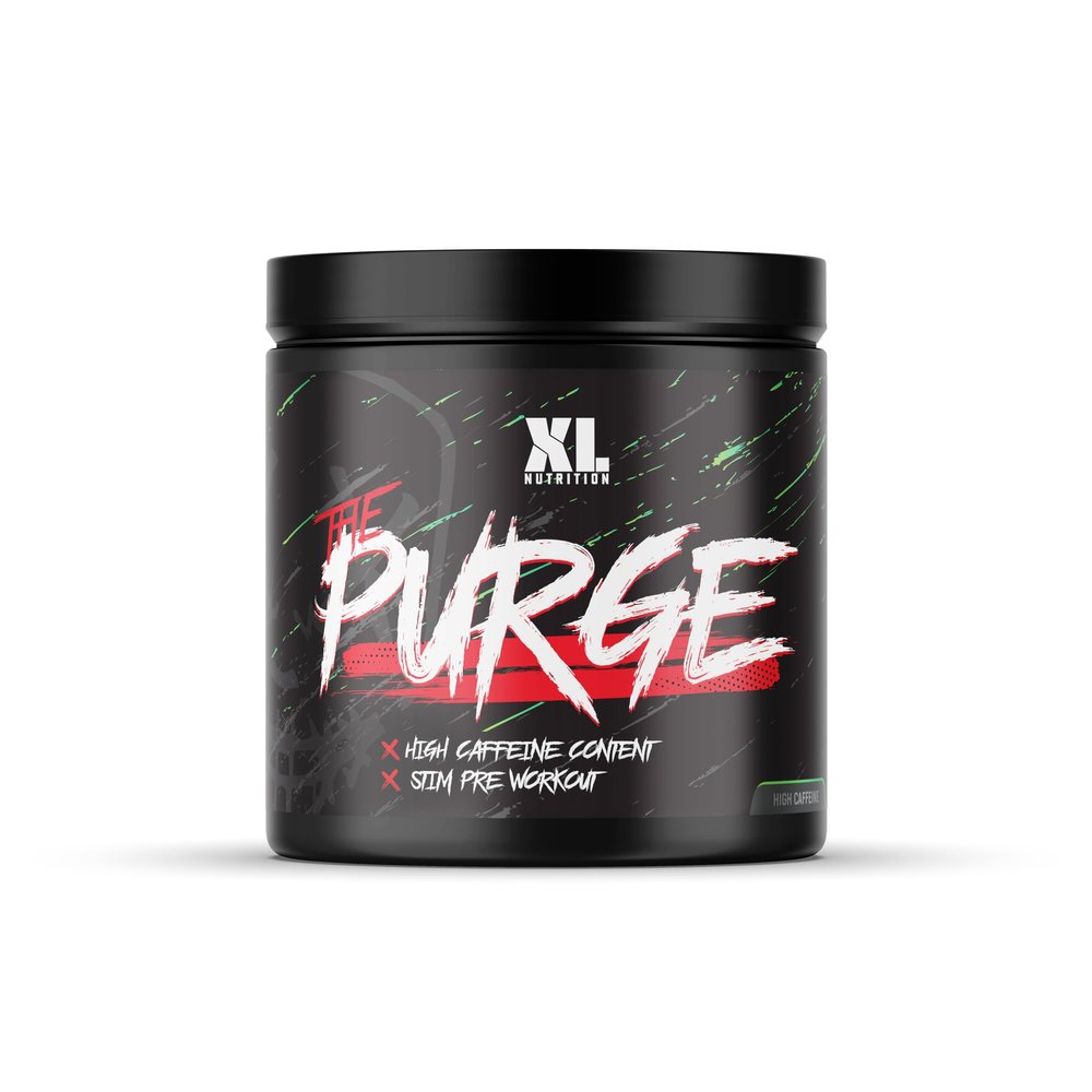 XL Nutrition The Purge - Pre Workout 225g Powder Shake - High Caffeine Content - Helps with Energy, Focus and Blood Flow - No Crash - Potent Formula - Quick Absorbing (Green Apple)