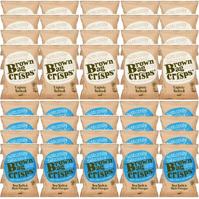 Brown Bag Retail Lightly Salted Crisps and Sea Salt & Malt Vinegar Crisps (2 Boxes)