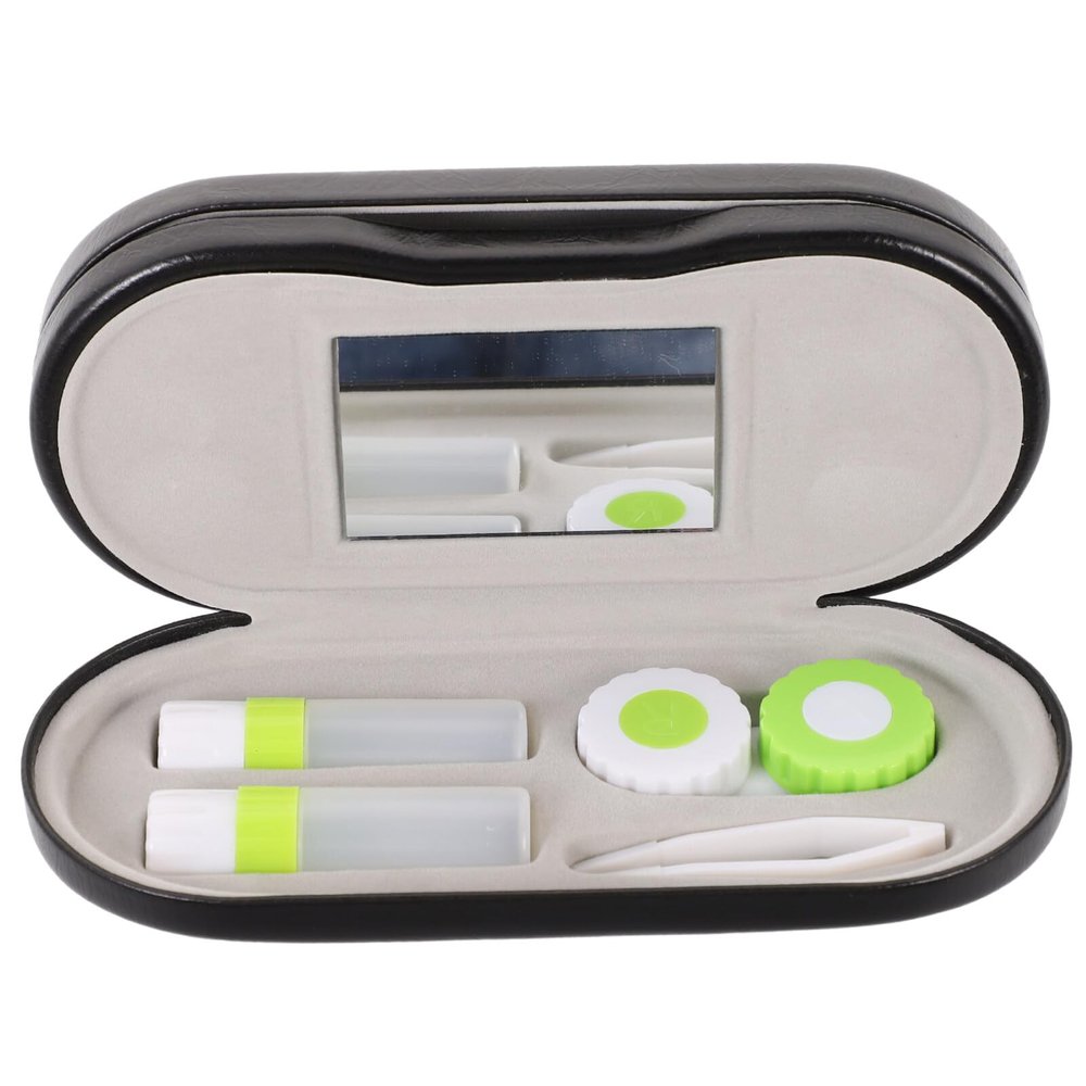 GOOHOCHY Lenses and Glasses Case Black Portable for Home Travel Kit Space Saving Glasses Case Mens