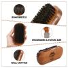 Beard Brush for Men, Boar Bristle Black Walnut Wood Beards and Mustaches Grooming Set Including 100% Pure Boar Bristle Beard Brush, Beard Comb, Mustache Scissors, and Travel Bag view 2