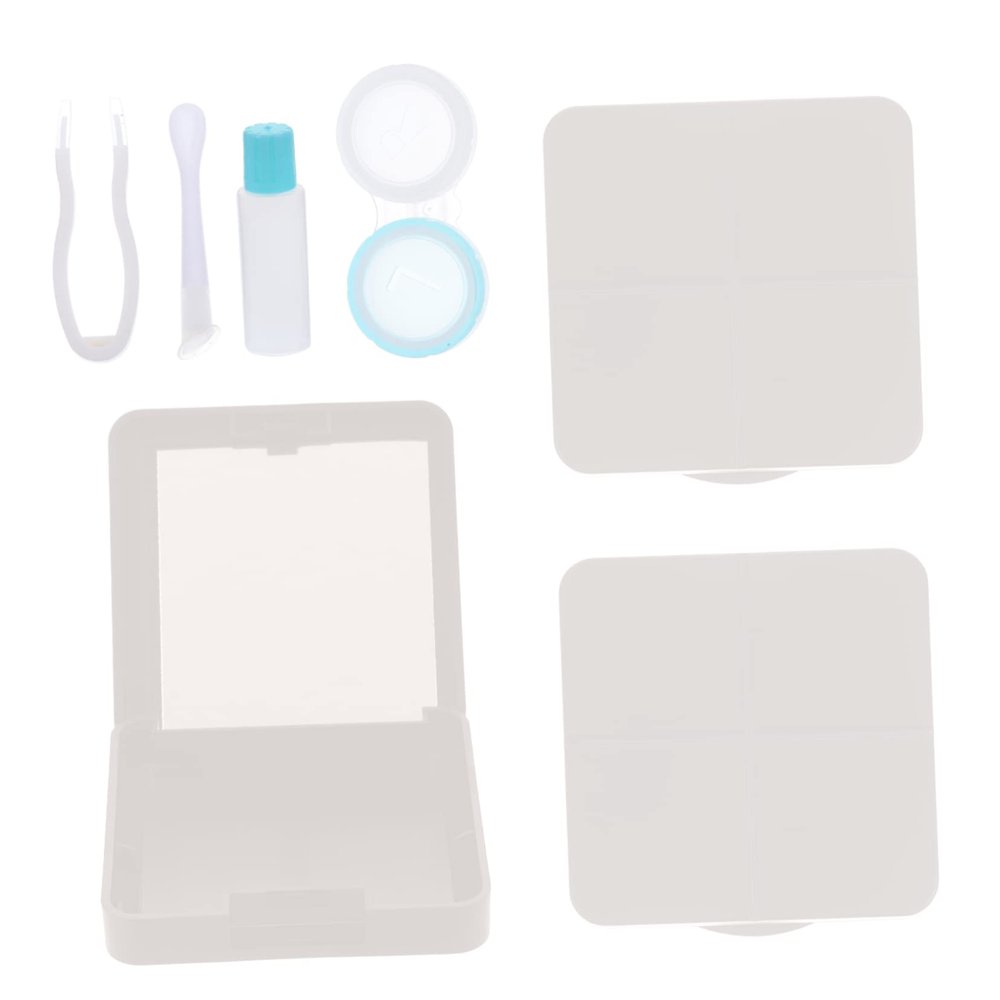 LALAFINA 3sets Eye Contact Lens Companion Box DIY Halloween Women Contacts Lens Case Travel Holder Container Storage Box