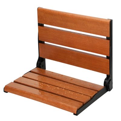 18" Folding Shower Seat Wall Mounted,Home Care Fold Down Wood Bench for Inside Shower