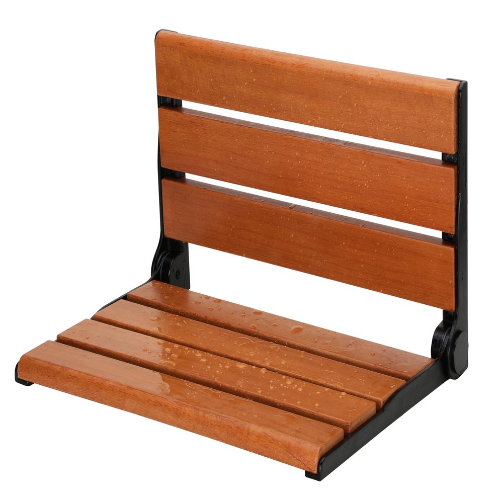 18" Folding Shower Seat Wall Mounted,Home Care Fold Down Wood Bench for Inside Shower