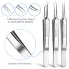 3PCS Blackhead Remover Tweezers and 1PC Ingrown Hair Tweezers, Precision Blackhead Pimple Extractor for Pimple Whitehead Ance, Curved Tip Lash Tweezers for Eyelash Extension view 2