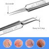 3PCS Blackhead Remover Tweezers and 1PC Ingrown Hair Tweezers, Precision Blackhead Pimple Extractor for Pimple Whitehead Ance, Curved Tip Lash Tweezers for Eyelash Extension view 3