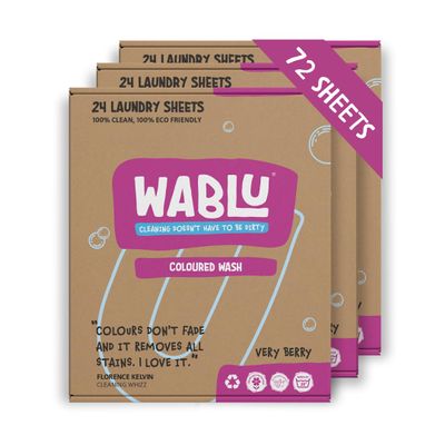 WABLU 72 Laundry Sheet MULTIPACK | Lighly fragranced | Effective washing detergent sheets for your clothes | Swap from capsules, pords, liquids and powder detergent | 72 wash loads