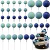 Ball Cake Decorations 33 Pcs Blue/Royal blue/Light blue Balls DIY Cake Topper Mini Balloons Cupcake Topper Foam Cake Balls Decoration for Anniversary/Birthday/Halloween/New Year (Blue) view 1