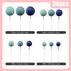 Ball Cake Decorations 33 Pcs Blue/Royal blue/Light blue Balls DIY Cake Topper Mini Balloons Cupcake Topper Foam Cake Balls Decoration for Anniversary/Birthday/Halloween/New Year (Blue) view 2