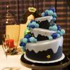 Ball Cake Decorations 33 Pcs Blue/Royal blue/Light blue Balls DIY Cake Topper Mini Balloons Cupcake Topper Foam Cake Balls Decoration for Anniversary/Birthday/Halloween/New Year (Blue) view 3