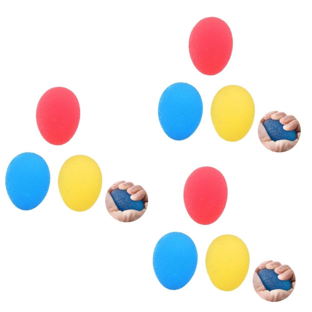 JECOMPRIS 9pcs Hand Grip Ball for Stress Relief Finger Exercise Strengthening Hand Therapy Squeeze Resistance for Office and Home Use