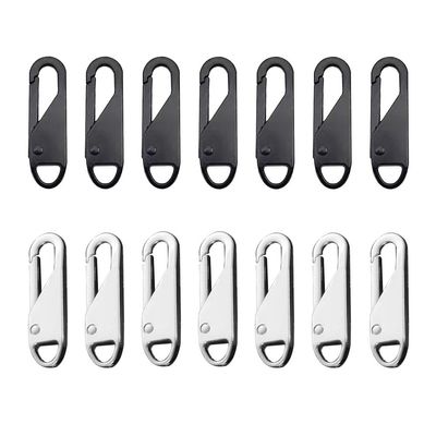 14 Pcs Spare Zipper Pull Replacement - Detachable Metal Zipper Pull for Suitcase, Backpacks, Clothes, Jeans, Boots