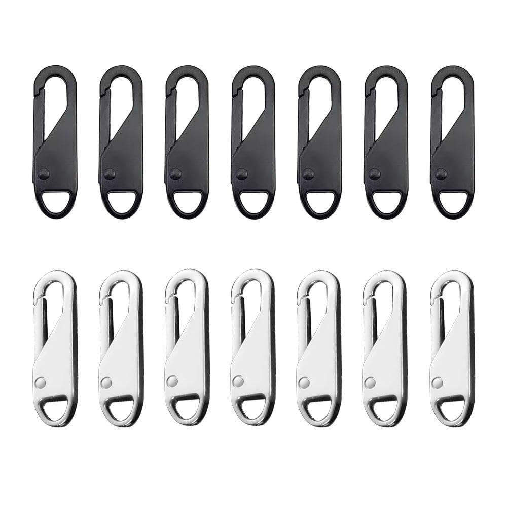 14 Pcs Spare Zipper Pull Replacement - Detachable Metal Zipper Pull for Suitcase, Backpacks, Clothes, Jeans, Boots