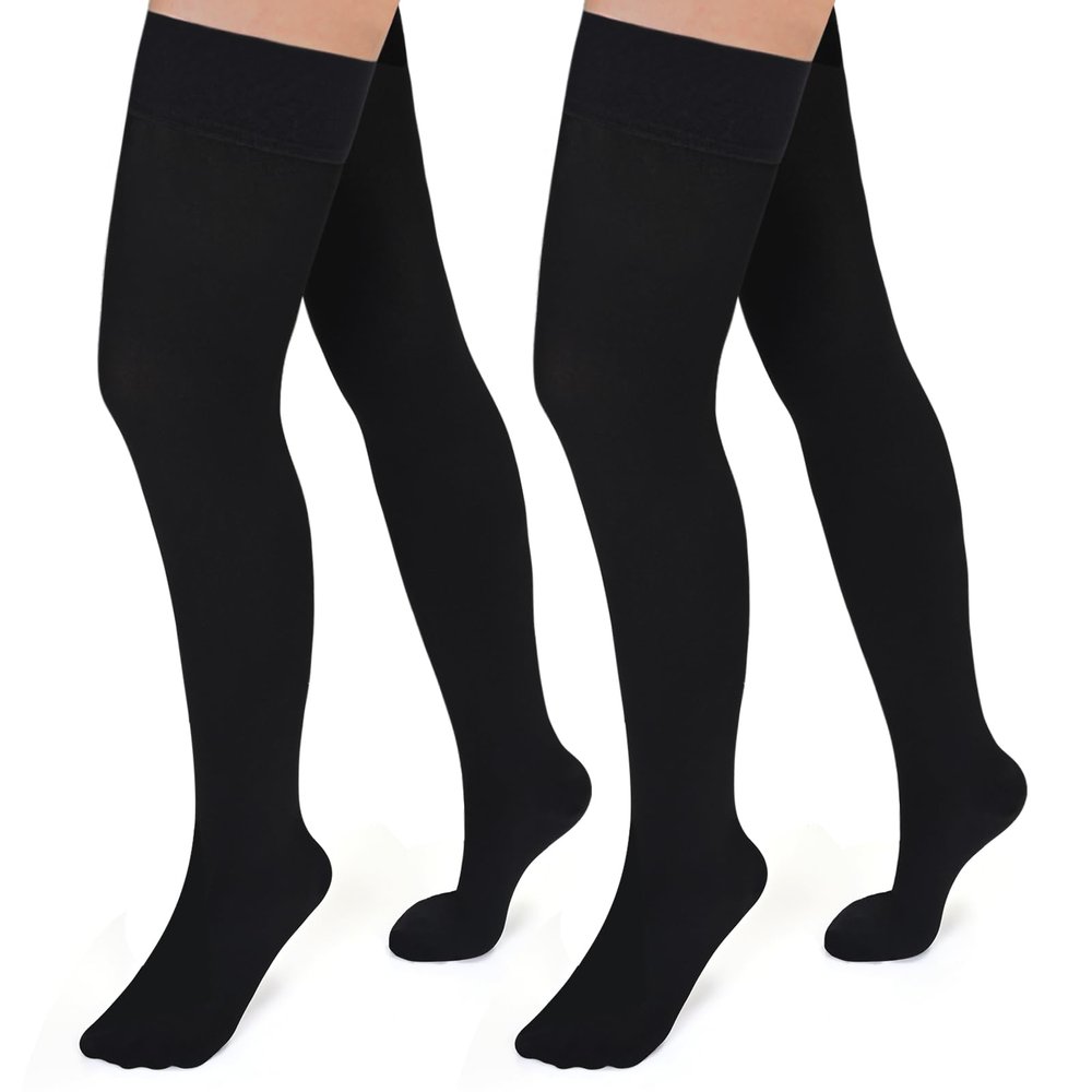 Evolyline Medical Closed Toe Thigh High Compression Stockings for Women & Men with Silicone Band, Firm 20-30 mmHg Compression Socks Graduated Support for Varicose Veins Edema Flight