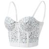 Women's Corset Bustier Bra Lingerie Tank Top Crop Top Corsage Clubwear Shirt Undershirt Top Beaded Rhinestone Spaghetti Straps Party Going Out Y2k Fashion Crop Top, P White, Large view 1