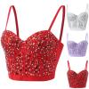Women's Corset Bustier Bra Lingerie Tank Top Crop Top Corsage Clubwear Shirt Undershirt Top Beaded Rhinestone Spaghetti Straps Party Going Out Y2k Fashion Crop Top, P White, Large view 2