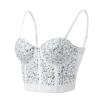 Women's Corset Bustier Bra Lingerie Tank Top Crop Top Corsage Clubwear Shirt Undershirt Top Beaded Rhinestone Spaghetti Straps Party Going Out Y2k Fashion Crop Top, P White, Large view 4