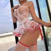 KBOPLEMQ Lingerie Women's Underwear for Women Lingerie Set Sexy Translucent Lace Bodysuit with Bow Lingerie Bra and Panties Sets Adjustable Open Underwear for Women, O Red, M view 4