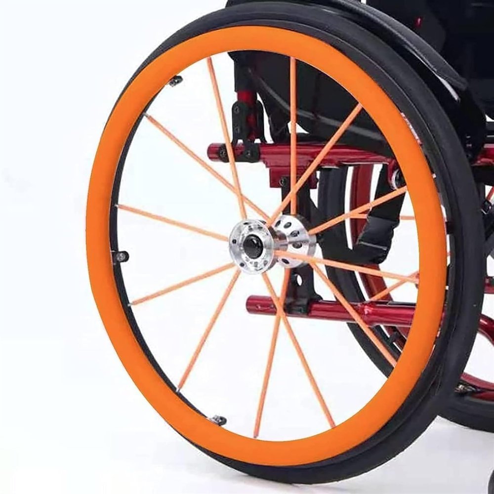 22/24-Inch Silicone Wheelchair Push Rim Covers, Wheelchair Rim Covers, Non-Slip Wear-Resistant Hand Push Cover, Improve Grip And Traction,Green (Color : Orange, Size : 24in)