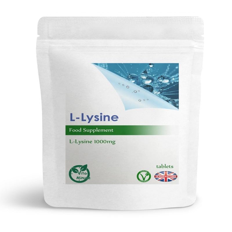 L-Lysine 1000mg Tablets Essential Amino Acid, Cold Sores, Shingles, UK (Pack of 90)