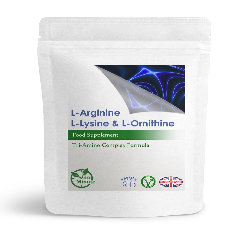L-Lysine L-Arginine L-Ornithine, Tri-Amino Complex 1400mg Tablets (Pack of 90)