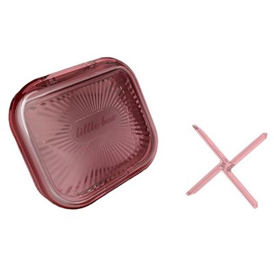 rongweiwang Portable Dental Case Retainer Braces Storage Box Seal Transparent with Partition Toothpicks Floss Holder Travel, Pink, S