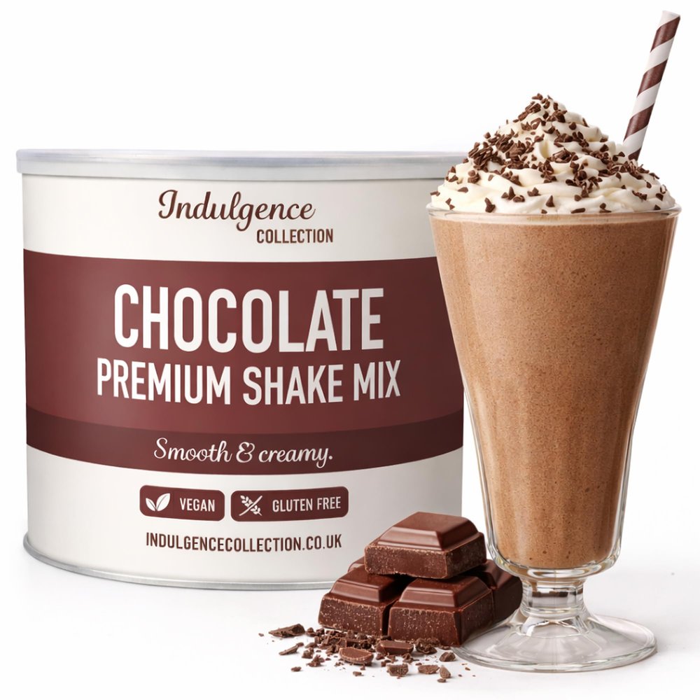 Indulgence Collection Chocolate Milkshake Powder Mix 4kg (4 x 1kg) - Luxurious Thick and Creamy Texture - Ideal for Frappe and Smoothie Drinks - Vegan and Gluten-Free - Made in the UK