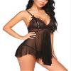 GRAYDREAM Ladies See-through Sexy Lingerie Lace Suspender Sexy Nightgown Set (Wine Red,XXL) view 3