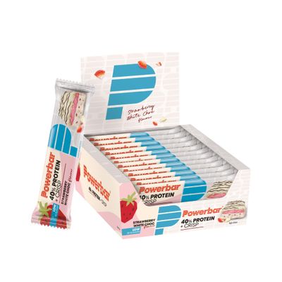 Powerbar - 40% Protein+Crisp - Strawberry White Choc - 12x40g - High Protein Bar - Low Sugar