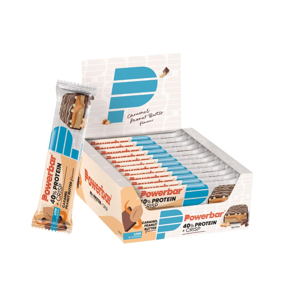 Powerbar - 40% Protein+Crisp - Caramel Peanut Butter - 12x40g - High Protein Bar - Low Sugar