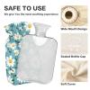 Hot Water Bottle with Soft Cover, 2L Winter Hot Water Bag for Menstrual Cramps, Neck, Shoulder, Back Pain Relief, Bed Hand Feet Warmer, Beautiful White Daisy Flowers view 3