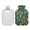 Hot Water Bottle with Cute Cover, 2L Durable Hot Water Bag for Tummy Cramps Neck and Shoulder Waist Pain Relief, Hot and Cold Therapy, Christmas Gingerbread Cookies Candies view 1