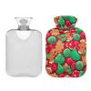 1L Large Hot Water Bottle with Cute Cover, Christmas Cookies and Candies Hot Water Bag for Hot and Cold Therapies, Tummy Cramps Neck and Shoulder Waist Pain Relief view 1