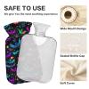 1L Large Hot Water Bottle Bag with Cover, Colorful Neon Galaxy Bats Hot Water Bag for Hot and Cold Compress, Neck, Shoulders and Legs Pain Relief, Menstrual Cramps view 3